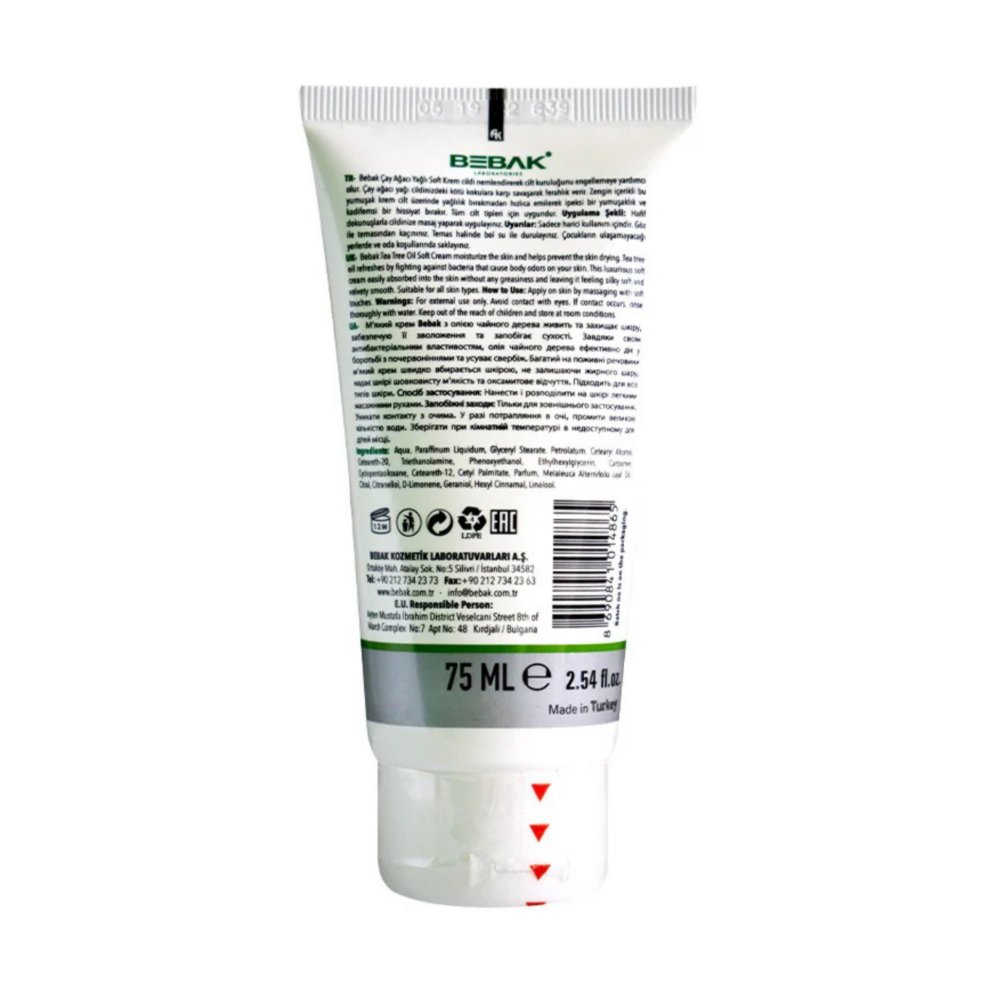 Bebak Çay Ağacı Yağı Soft Nemlendirici Bakım Kremi Tüp 75 ml