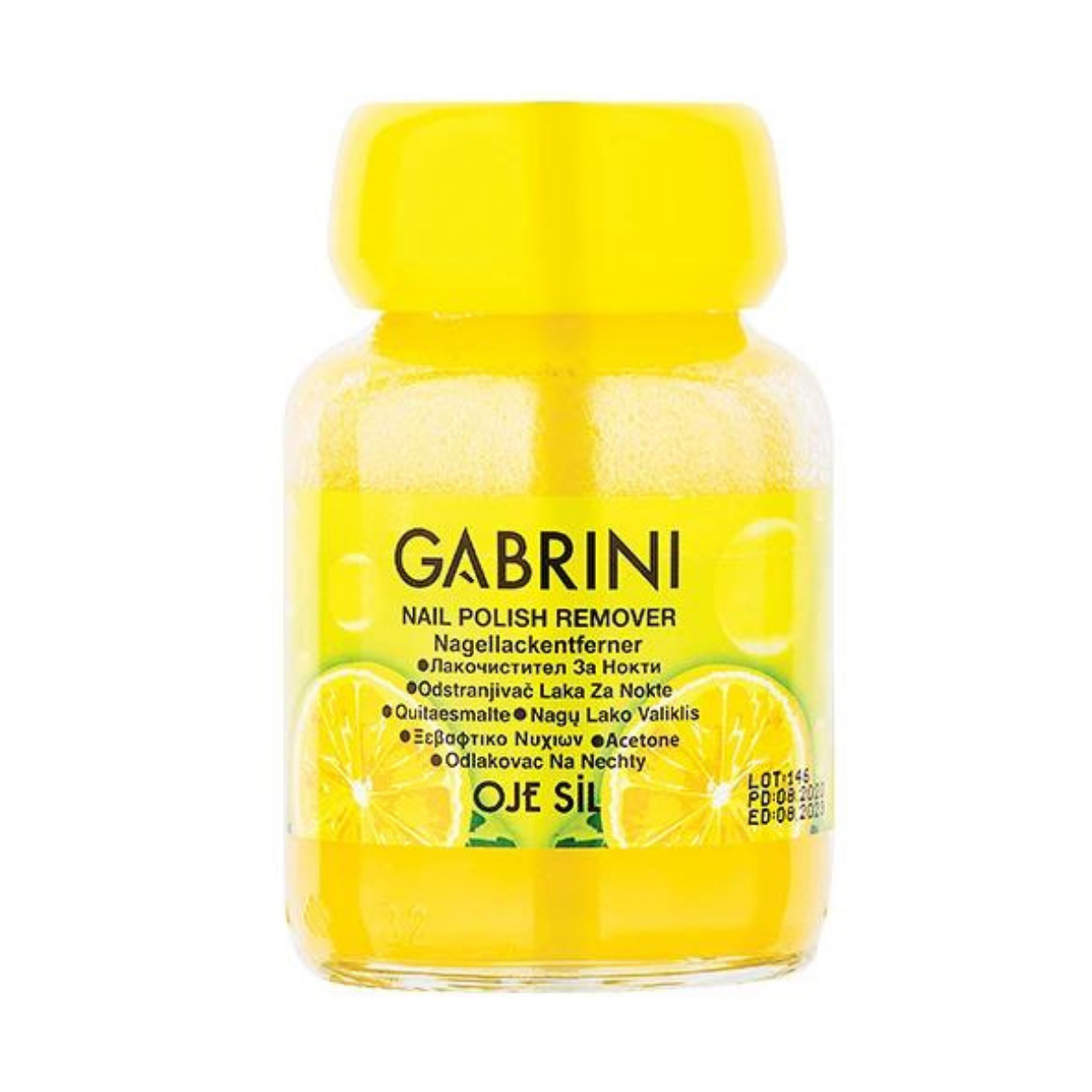 Gabrini Nail Polish Remover Glass Bottle Sponge Acetone Lemon 75ml
