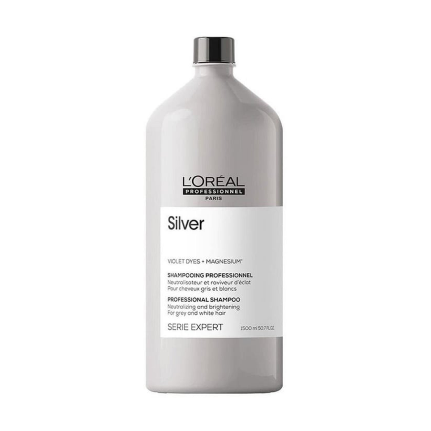 L'Oreal Professionnel Expert Se Silver Color Balancing Purple Shampoo for Very Light Blonde, Gray and White Hair 1500 ml