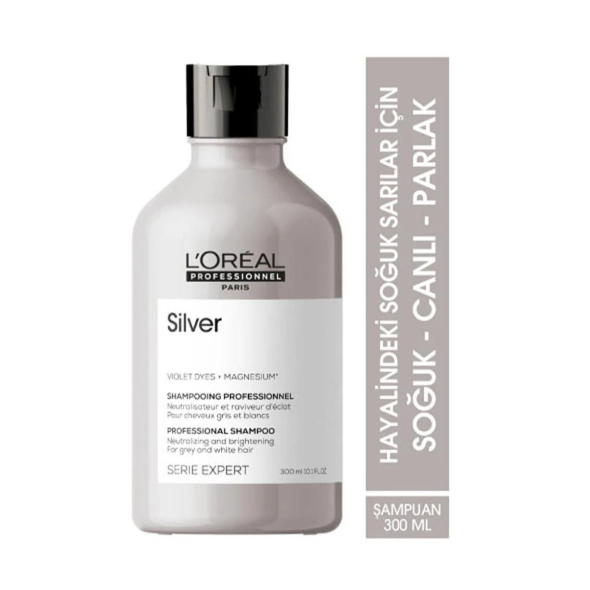L'Oreal Professionnel Expert Silver Very Light Blonde, Gray and White Hair Color Balancing Purple Shampoo 300 ml