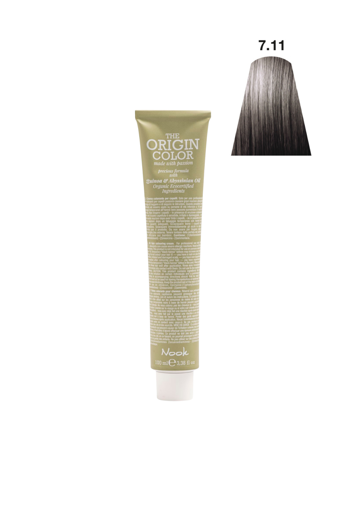 Nook Origin Color Profesyonel Saç Boyası 100ml - Yoğun Küllü Kumral(7.11 - ORTA SOĞUK KÜLLÜ KUMRAL)