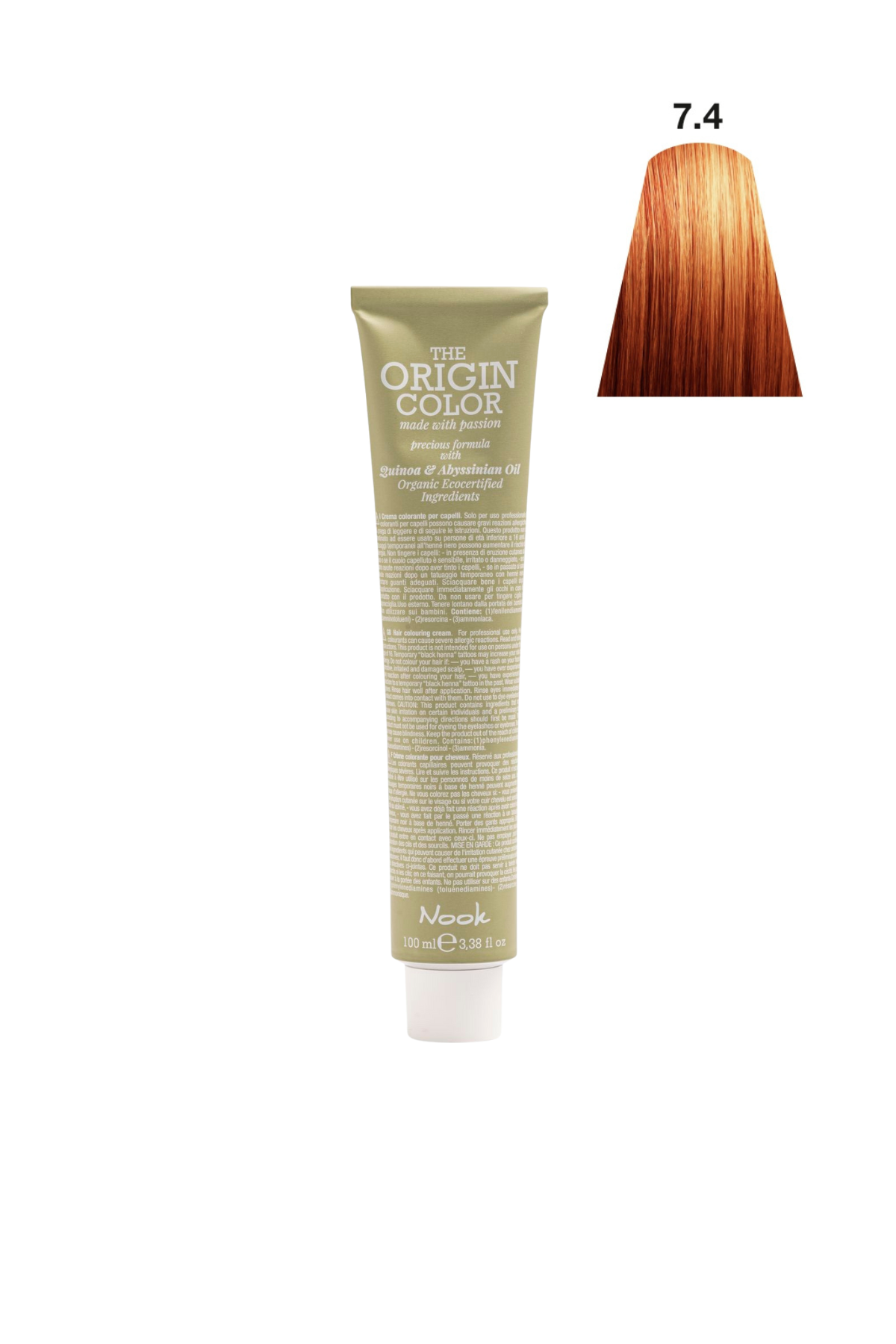 Nook Origin Color Profesyonel Saç Boyası 100ml - Klasik Doğal Bakır / Bakır Kumral(7.4 - DOĞAL BAKIR)