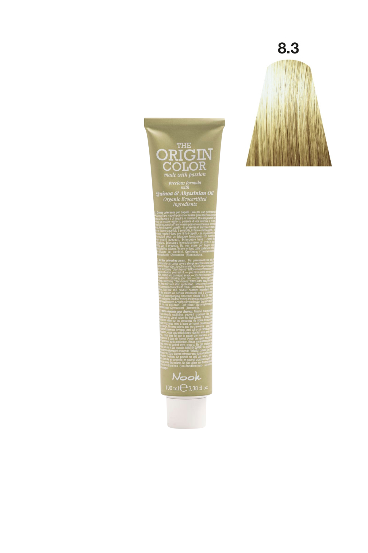 Nook Origin Color Profesyonel Saç Boyası 100ml- Bal Köpüğü / Koyu Altın Sarısı (8.3-DORE BAL SARI)