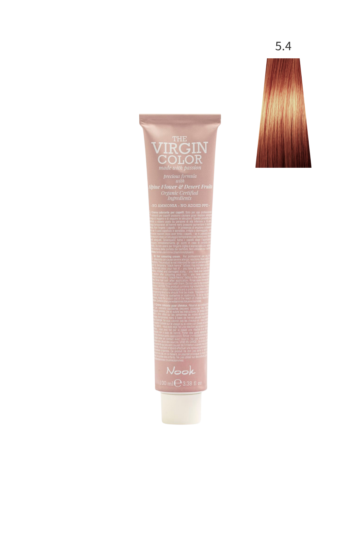 Nook Virgin Color Profesyonel Saç Boyası 100ml-Açık Kestane Bakır/Çikolata Bakır(5.4-RAME BRONZ KESTANE)