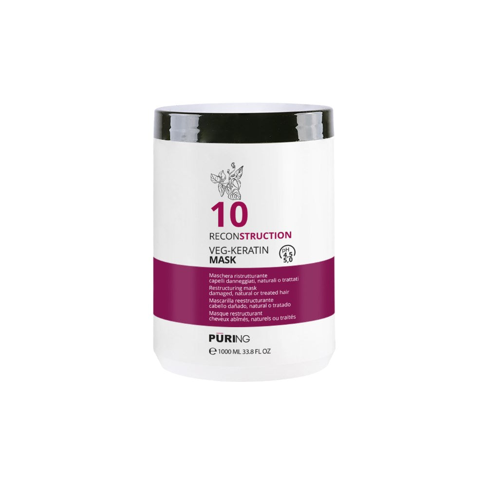 PURING 10 Reconstruction Yıpranmış Saçlar için Bitkisel Keratin & Amino Asitli Onarıcı Saç Maskesi 1000ml
