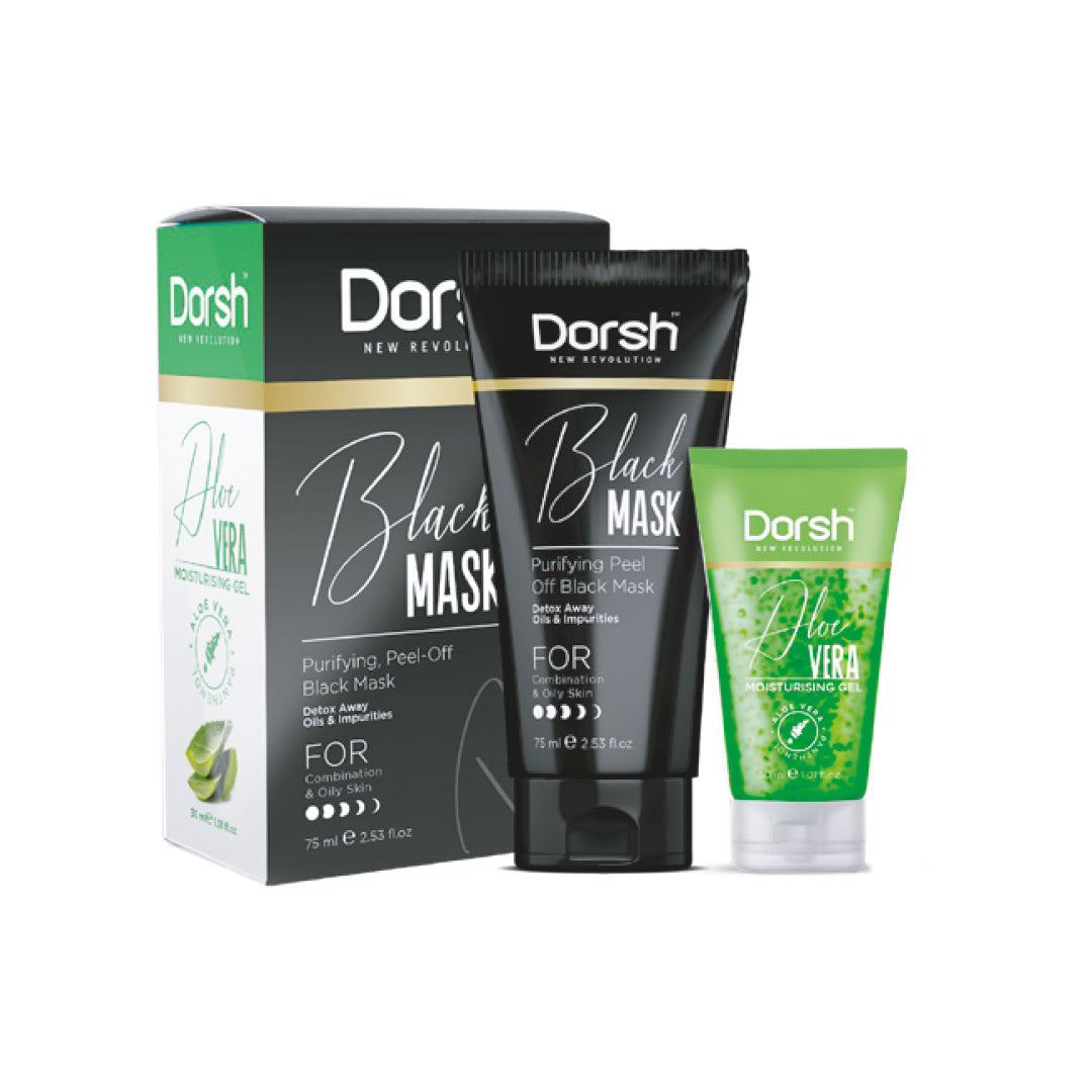 Dorsh Black Mask Soyulabilir Siyah Maske 75 ml & Dorsh Nemlendirici Aloe Vera Jel 40 ml