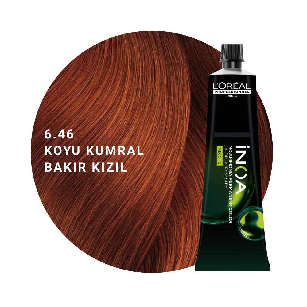 L’Oréal Professionnel INOA Saç Boyası 60gr - 6.46 Koyu Kumral Bakır Kızıl