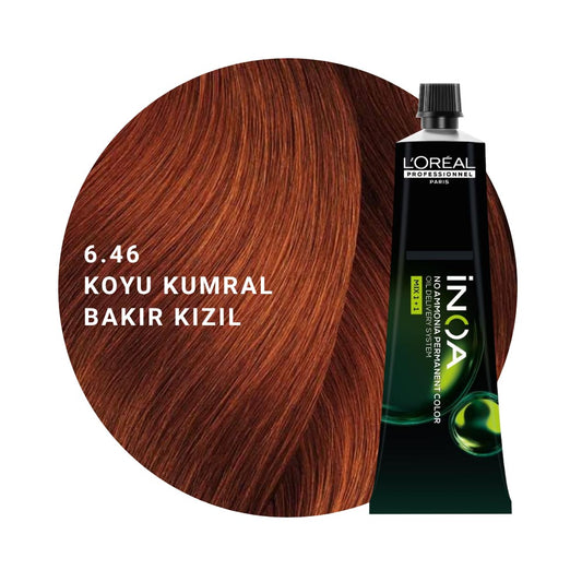 L’Oréal Professionnel INOA Saç Boyası 60gr - 6.46 Koyu Kumral Bakır Kızıl