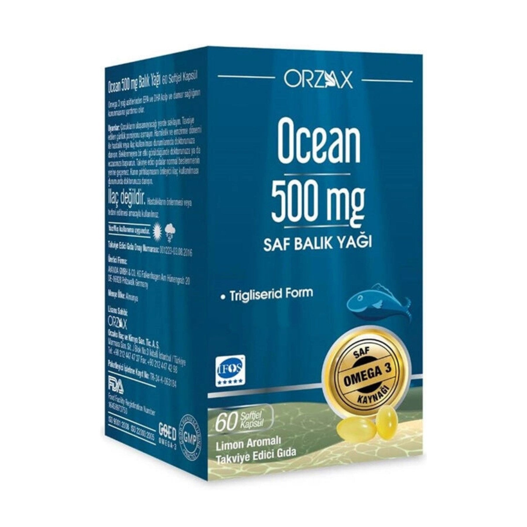 Orzax Ocean Omega 3 Balık Yağı 500 mg 60 Kapsül