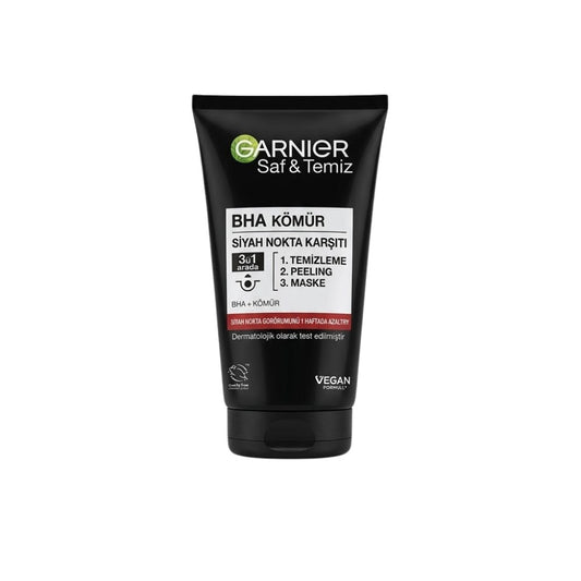 Garnier Saf & Temiz BHA Kömür Siyah Nokta Karşıtı 3in1 Peeling Maske 150ml
