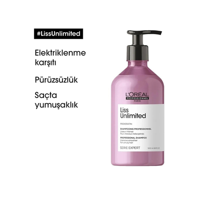L'Oreal Professionnel Expert Liss Unlimited Elektriklenme Karşıtı Ve Yoğun Yumuşaklık Veren Şampuan 500 ml