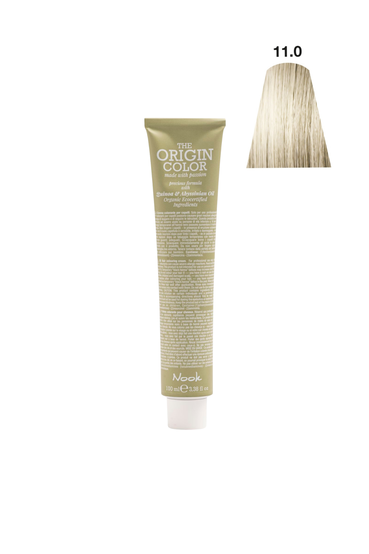 Nook Origin Color Profesyonel Saç Boyası 100ml - Ekstra Açık Doğal Platin (11.0 - DOĞAL PLATIN SARI)