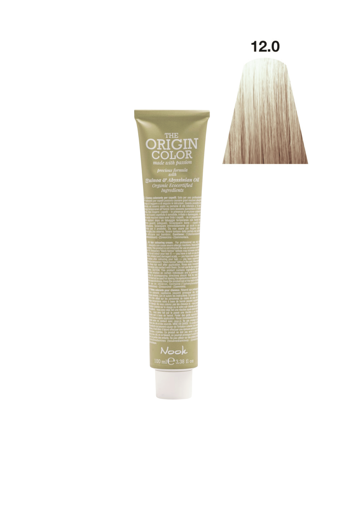 Nook Origin Color Profesyonel Saç Boyası 100ml - Süper Açıcı Doğal Platin (12.0 - NATURAL PLATIN)