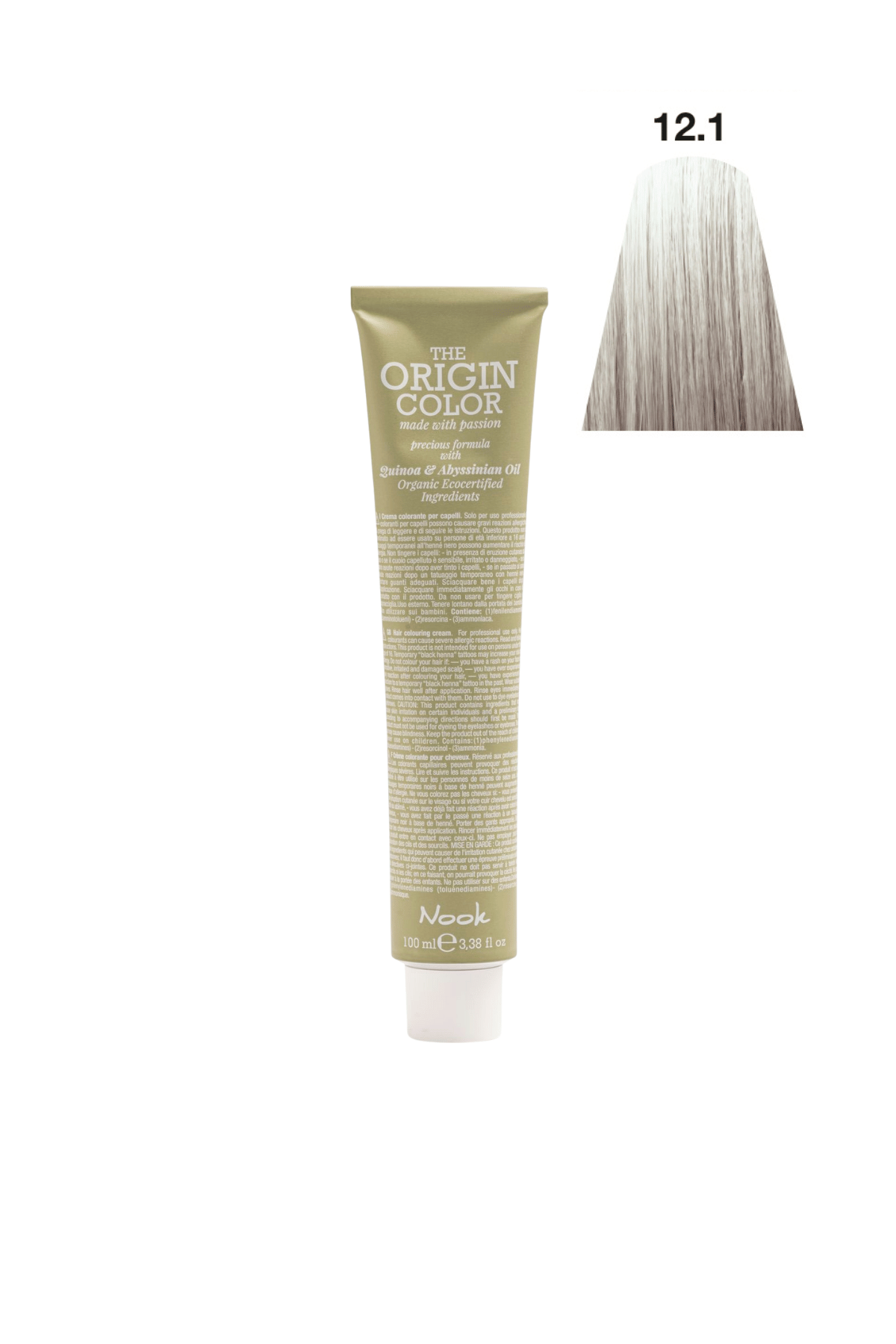 Nook Origin Color Profesyonel Saç Boyası 100ml - Süper Açıcı Küllü Platin Sarı (12.1 - KÜLLÜ PLATIN)