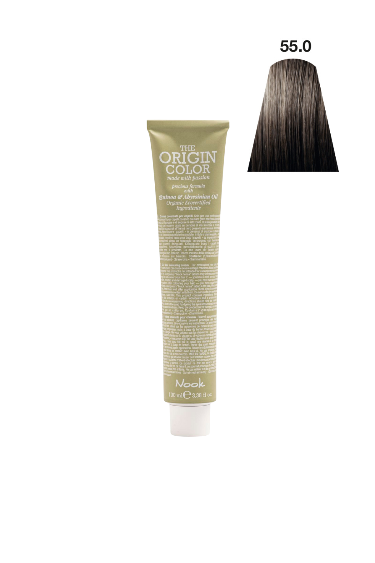 Nook Origin Color Profesyonel Saç Boyası 100ml-Yoğun Doğal Açık Kahve(55.0-BEYAZ KAPATICI AÇIK KAHVE)