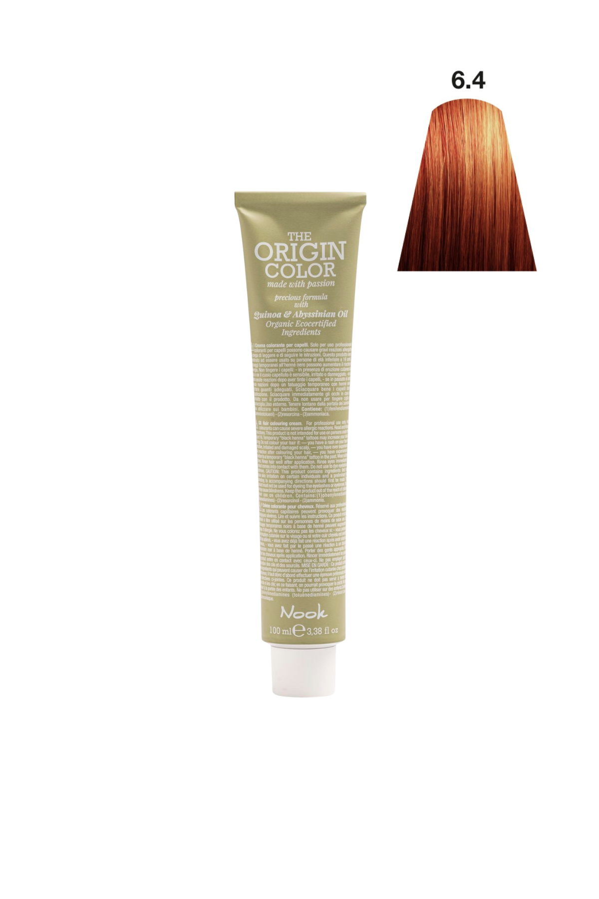 Nook Origin Color Profesyonel Saç Boyası 100ml-Doğal Kızıl Bakır/Zengin Koyu Bakır(6.4 -DERİN BAKIR)