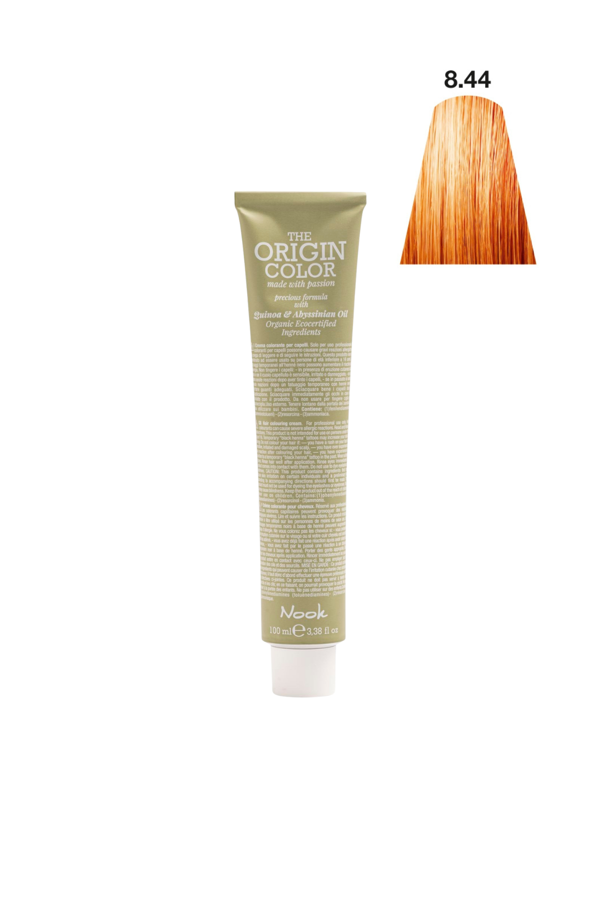Nook Origin Color Profesyonel Saç Boyası 100ml - Parlak Açık Yoğun Tarçın Bakır(8.44 - YOĞUN BAKIR)
