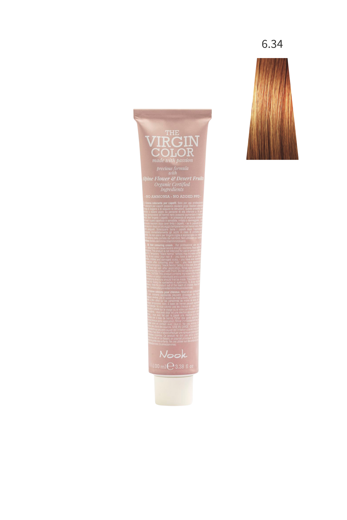 Nook Virgin Color Profesyonel Saç Boyası 100ml-Koyu Altın Bakır/Bronz Kahve (6.34-COPPER BRONZ KARAMEL)