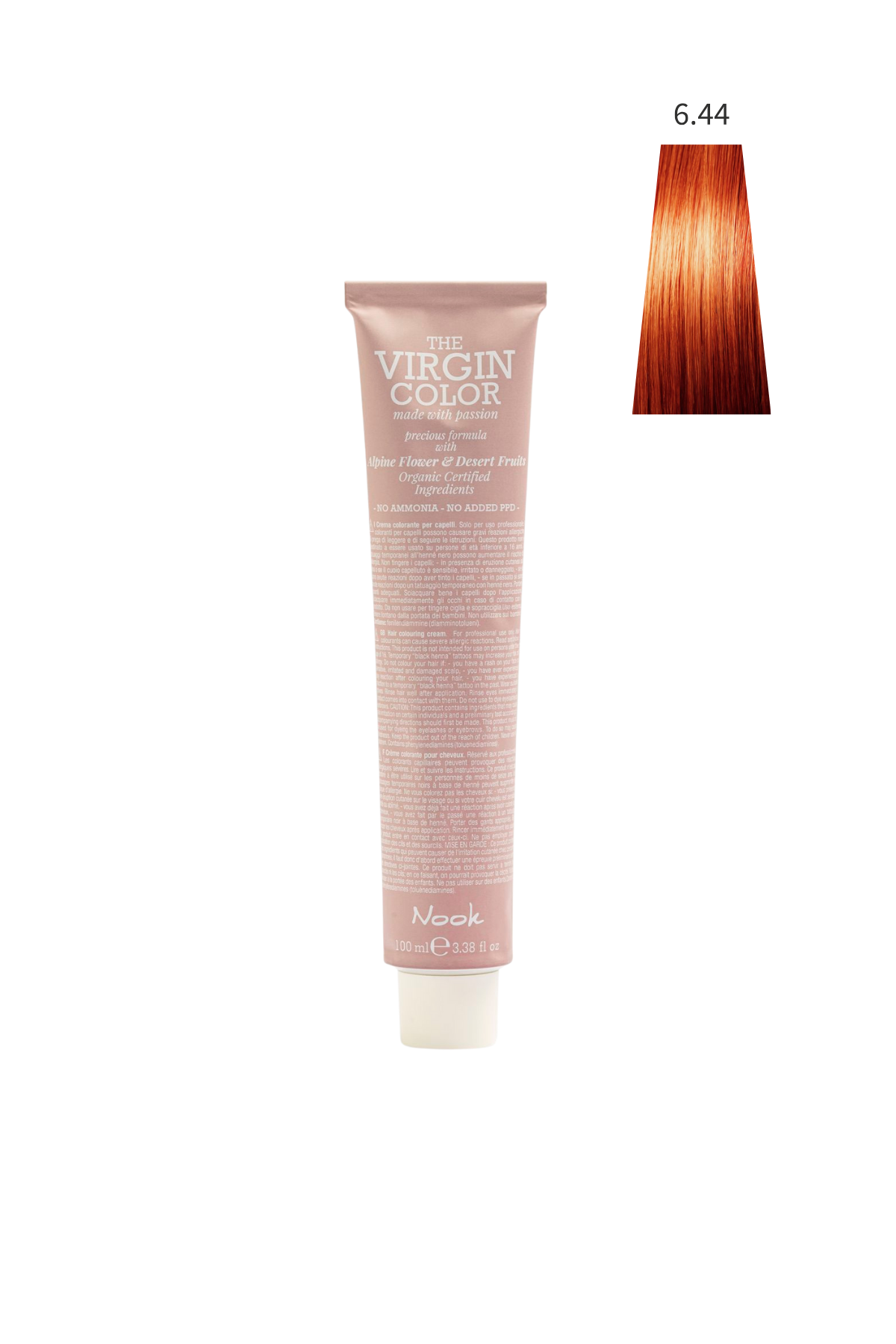 Nook Virgin Color Profesyonel Saç Boyası 100ml-Yoğun Koyu Bakır/Volkan Ateşi(6.44-RAME YANIK PORTAKAL)