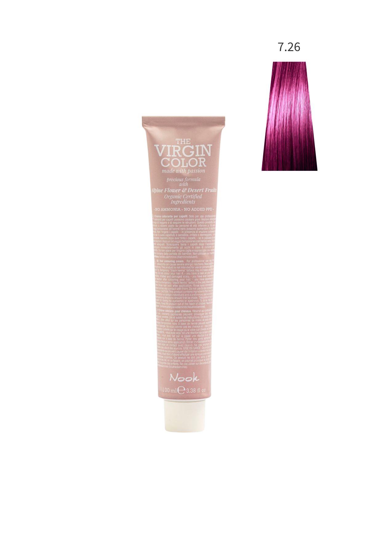 Nook Virgin Color Profesyonel Saç Boyası 100ml-Kumral Viyole Mor Kızıl/Elektrik Mor(7.26-VİOLA AÇIK MOR)