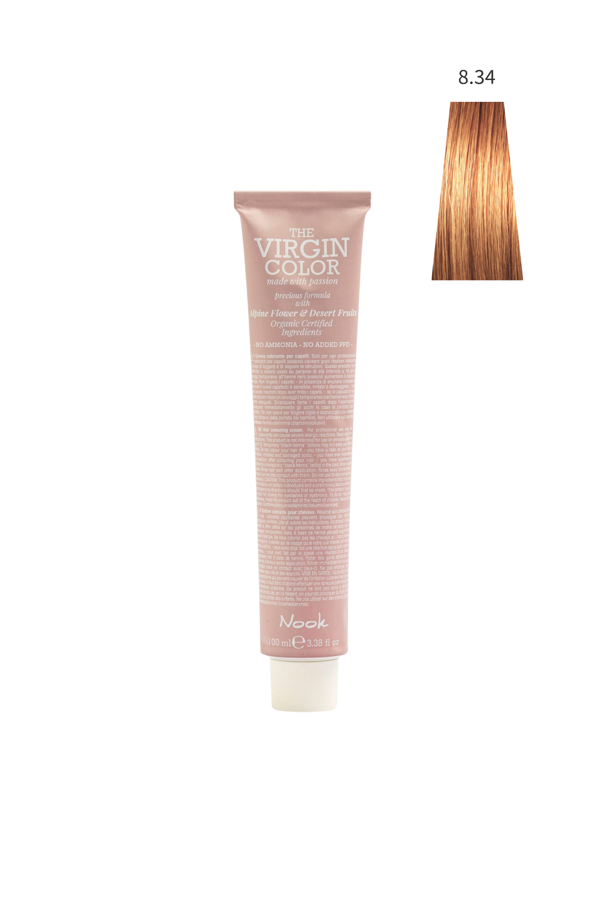Nook Virgin Color Profesyonel Saç Boyası 100ml-Açık Altın Bakır/Dore Bal Bakır(8.34-COPPER BAL ZENCEFİL)