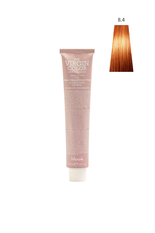 Nook Virgin Color Profesyonel Saç Boyası 100ml-Açık Kumral Bakır/Bal Bakır(8.4-RAME ZENCEFİL HAVUÇ)