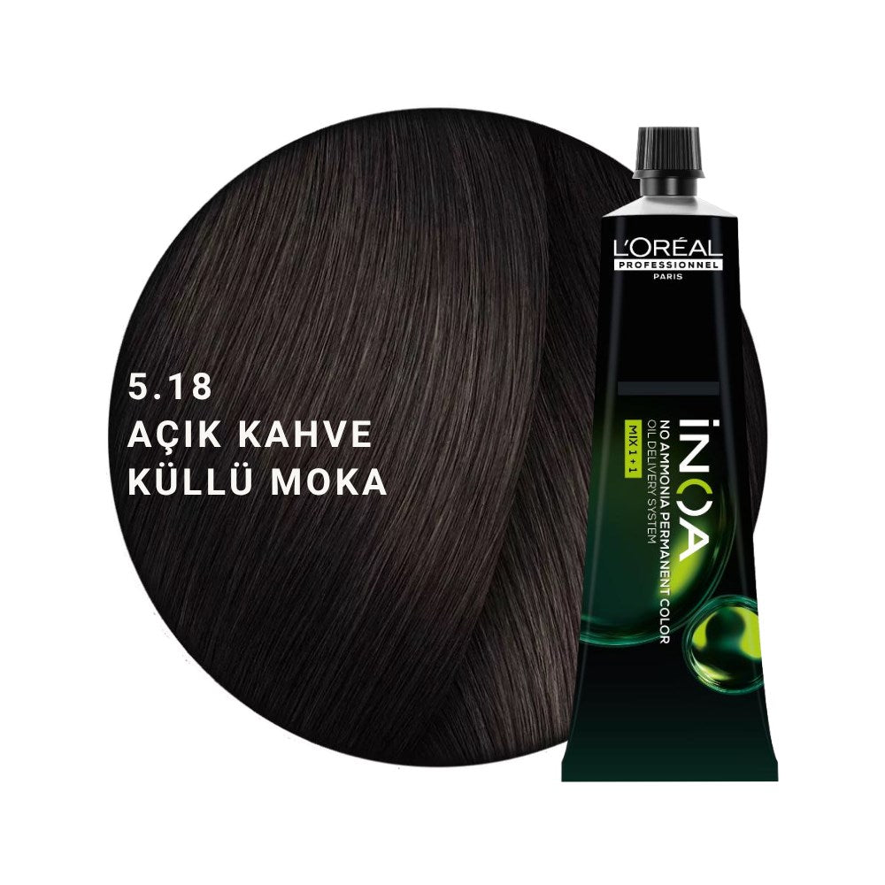 L’Oréal Professionnel INOA Saç Boyası 60gr - 5.18 Açık Kahve Küllü Moka