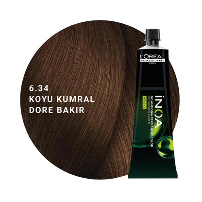 L’Oréal Professionnel INOA Saç Boyası 60gr - 6.34 Koyu Kumral Dore Bakır