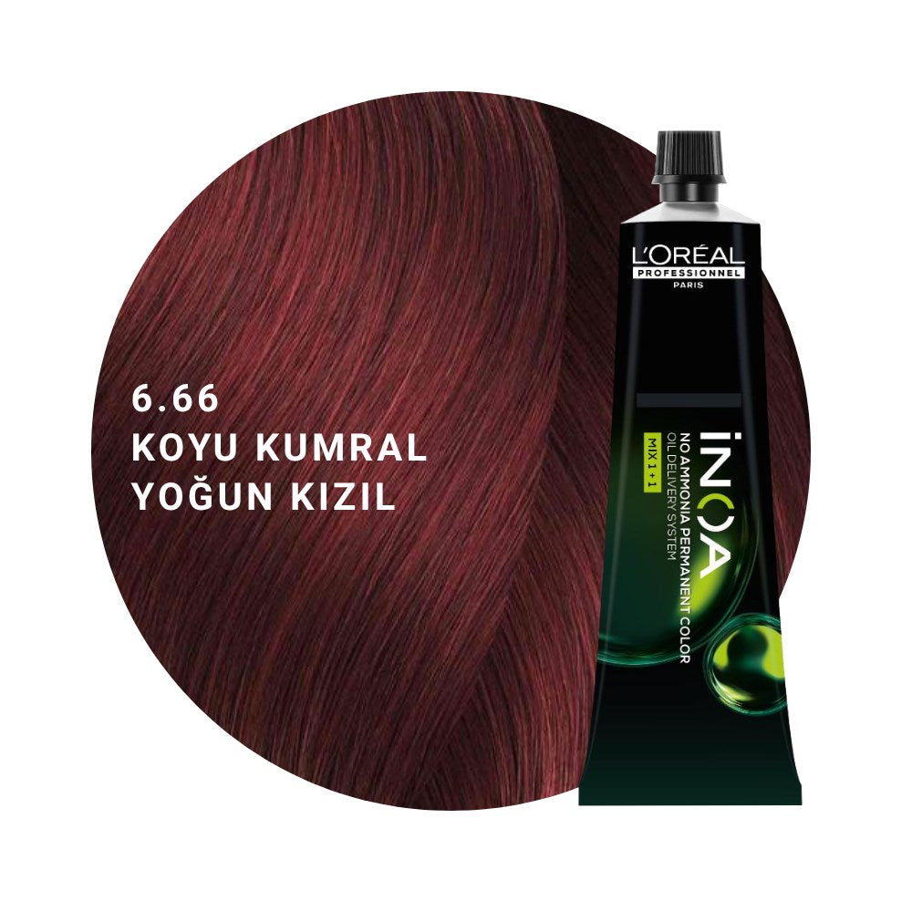 L’Oréal Professionnel INOA Saç Boyası 60gr - 6.66 Koyu Kumral Yoğun Kızıl
