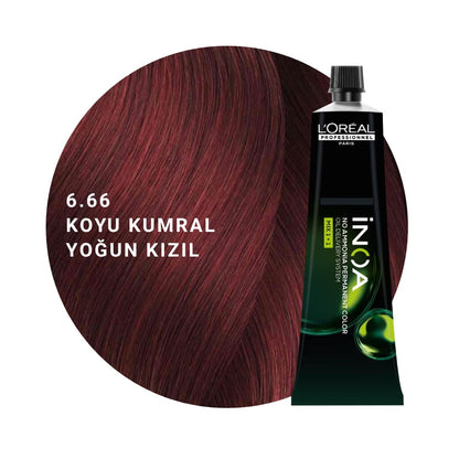 L’Oréal Professionnel INOA Saç Boyası 60gr - 6.66 Koyu Kumral Yoğun Kızıl