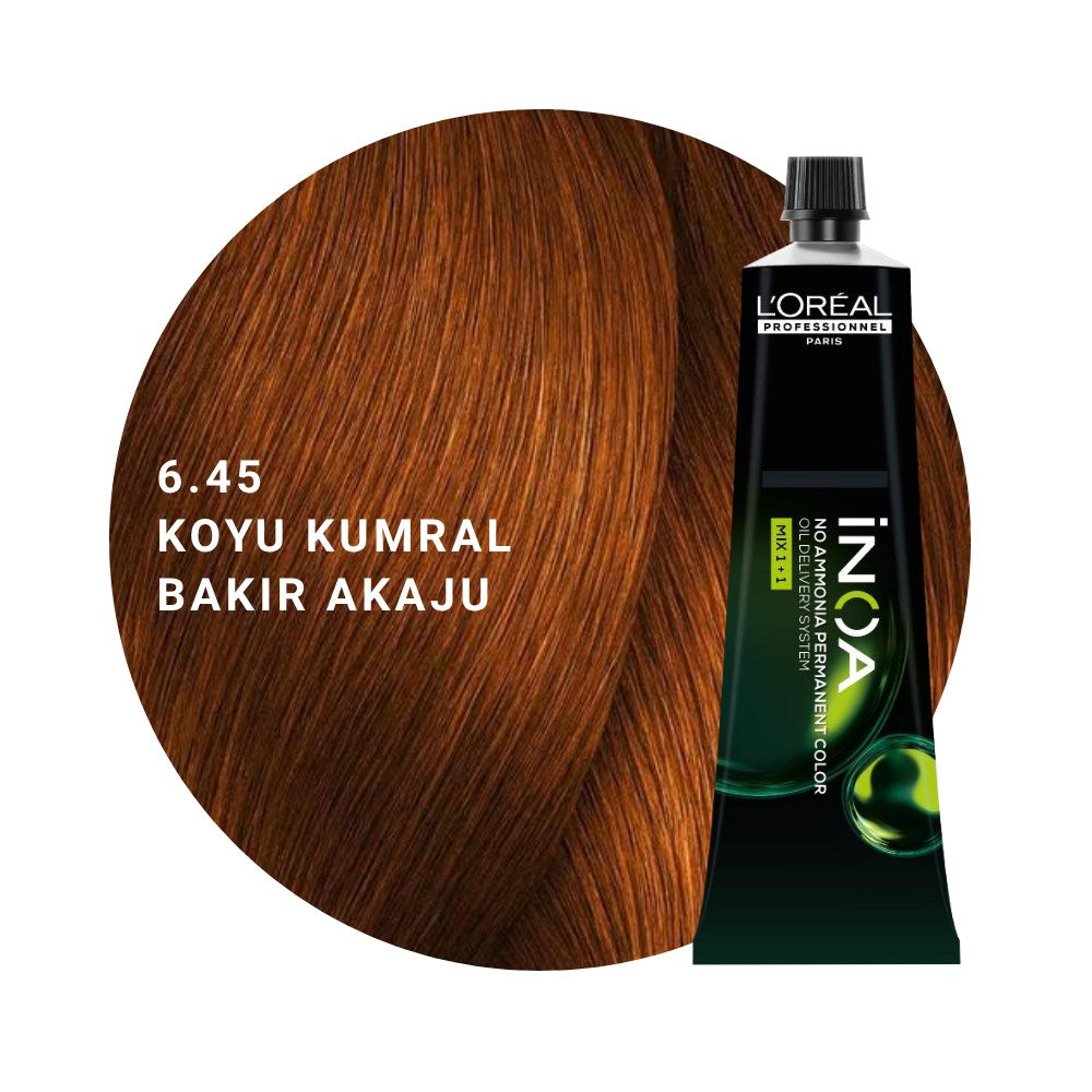 L’Oréal Professionnel INOA Saç Boyası 60gr - 6.45 Koyu Kumral Bakır Akaju