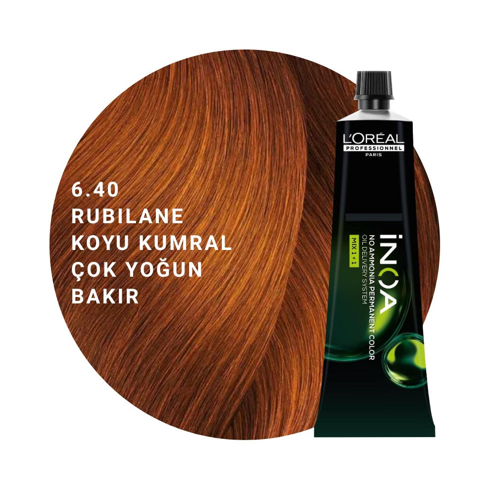 L’Oréal Professionnel INOA Saç Boyası 60gr - 6.40 Rubilane Koyu Kumral Çok Yoğun Bakır