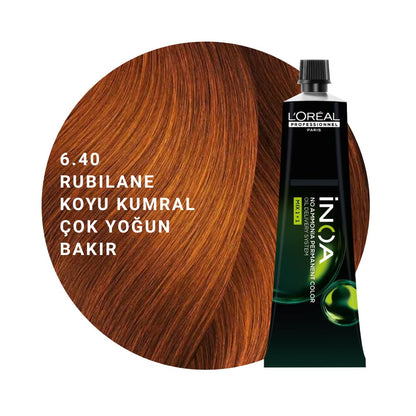 L’Oréal Professionnel INOA Saç Boyası 60gr - 6.40 Rubilane Koyu Kumral Çok Yoğun Bakır
