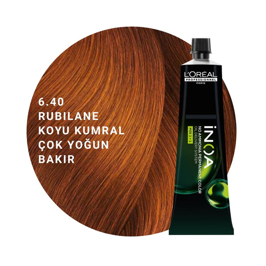 L’Oréal Professionnel INOA Saç Boyası 60gr - 6.40 Rubilane Koyu Kumral Çok Yoğun Bakır