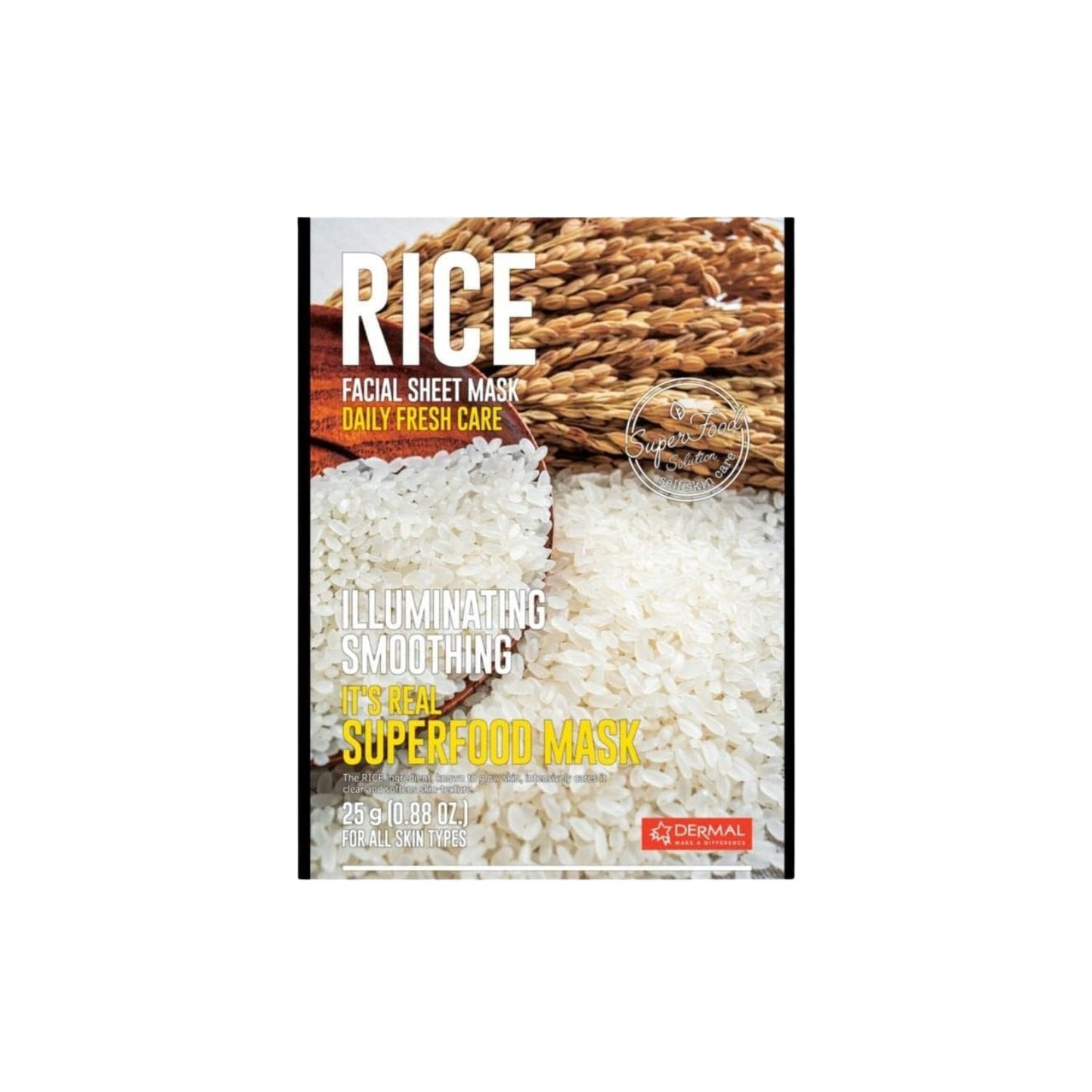 Dermal Korea It's Real Superfood Pirinç Özlü Besleyici, Nemlendirici, Arındırıcı  Kolajen Maske 25 gr
