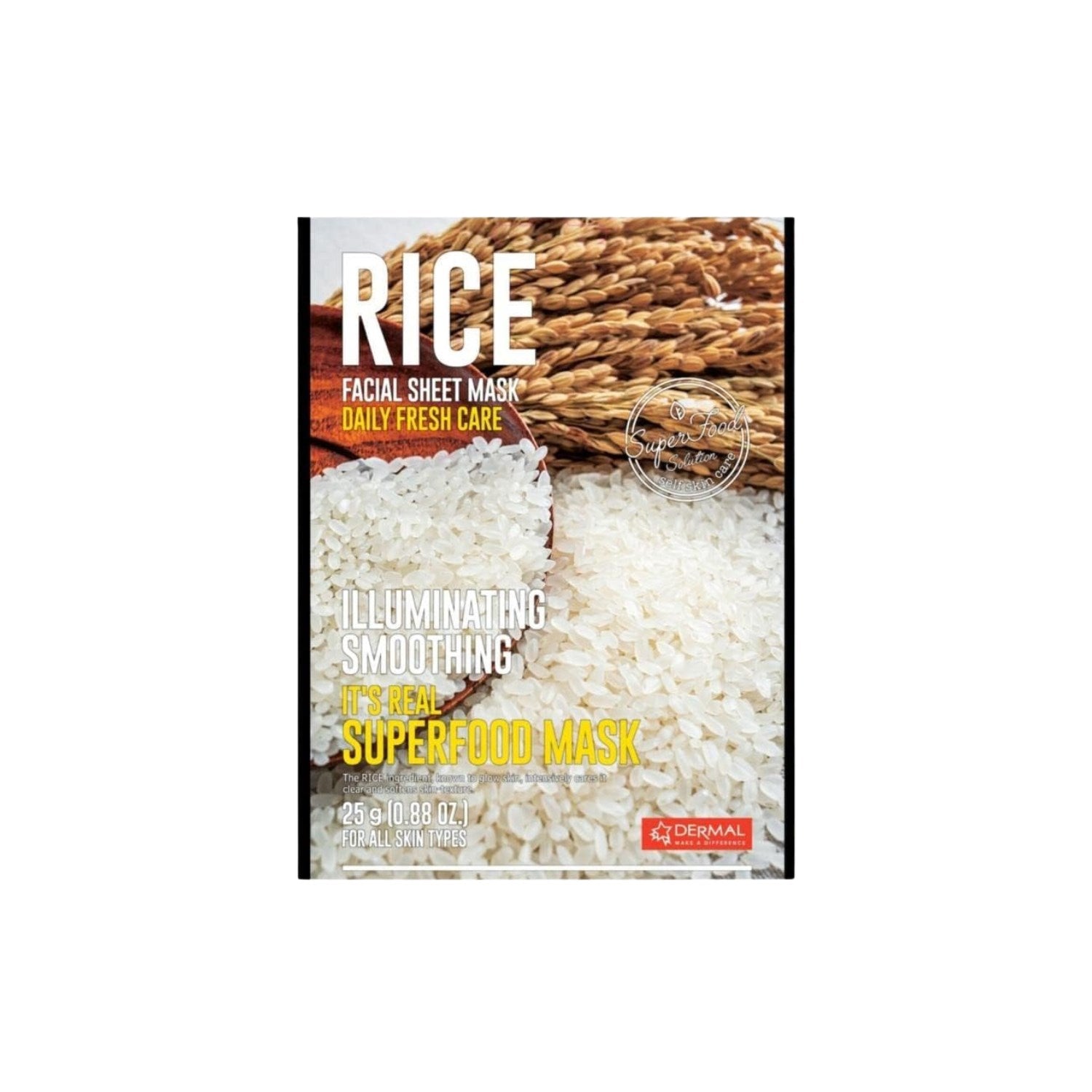 Dermal Korea It's Real Superfood Pirinç Özlü Besleyici, Nemlendirici, Arındırıcı  Kolajen Maske 25 gr
