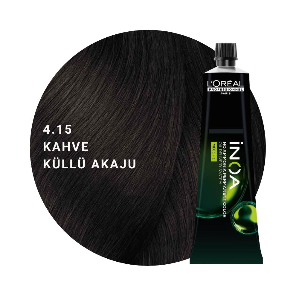 L’Oréal Professionnel INOA Saç Boyası 60gr - 4.15 Kahve Küllü Akaju