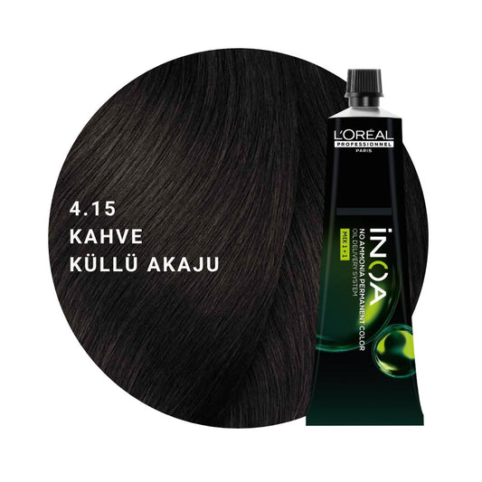L’Oréal Professionnel INOA Saç Boyası 60gr - 4.15 Kahve Küllü Akaju